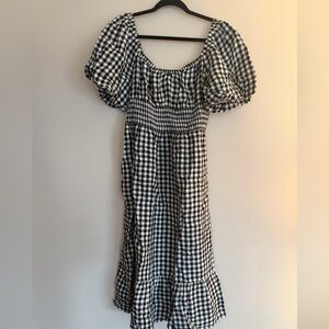 J. Crew Checkered Puff Sleeve Dress